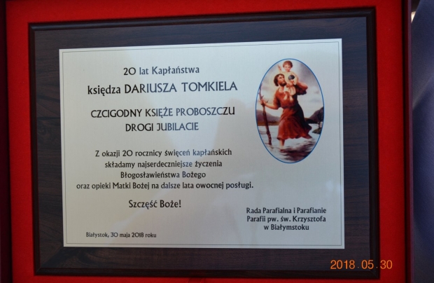 Jubileusz XX Rocznicy Święceń Kapłańskich ks. Dariusza Tomkiela